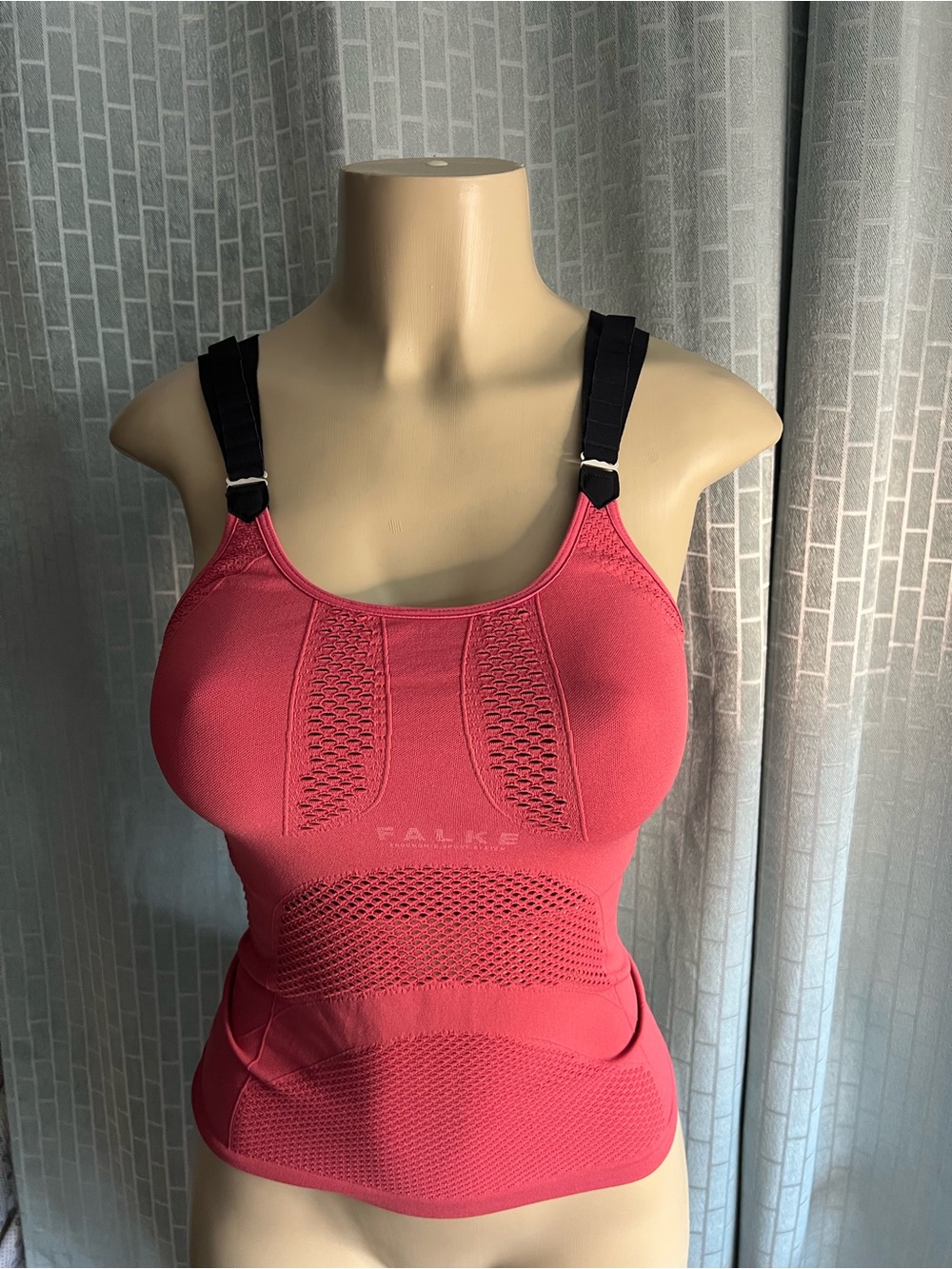 Falke Coral-Pink Seamless Support Tank with Black Straps